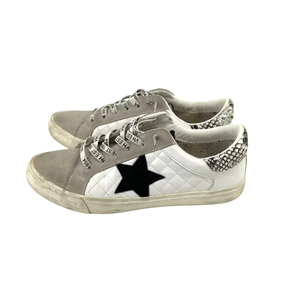 Vintage Havana Womens Quilted Star Sneakers Size 9 Snake Print Accents - Picture 5 of 8